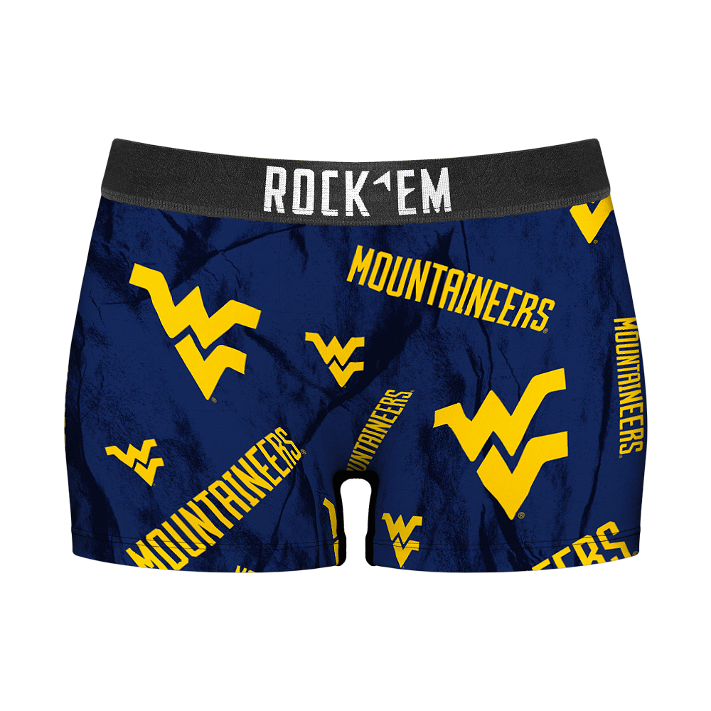 Women's Boy Shorts - West Virginia Mountaineers - Logo All-Over | Rock 'Em Socks