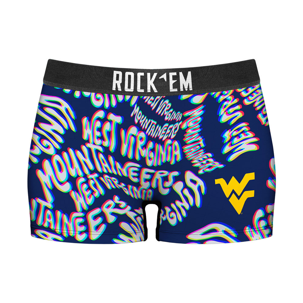 Women's Boy Shorts - West Virginia Mountaineers - Twisted Wordmark | Rock 'Em Socks