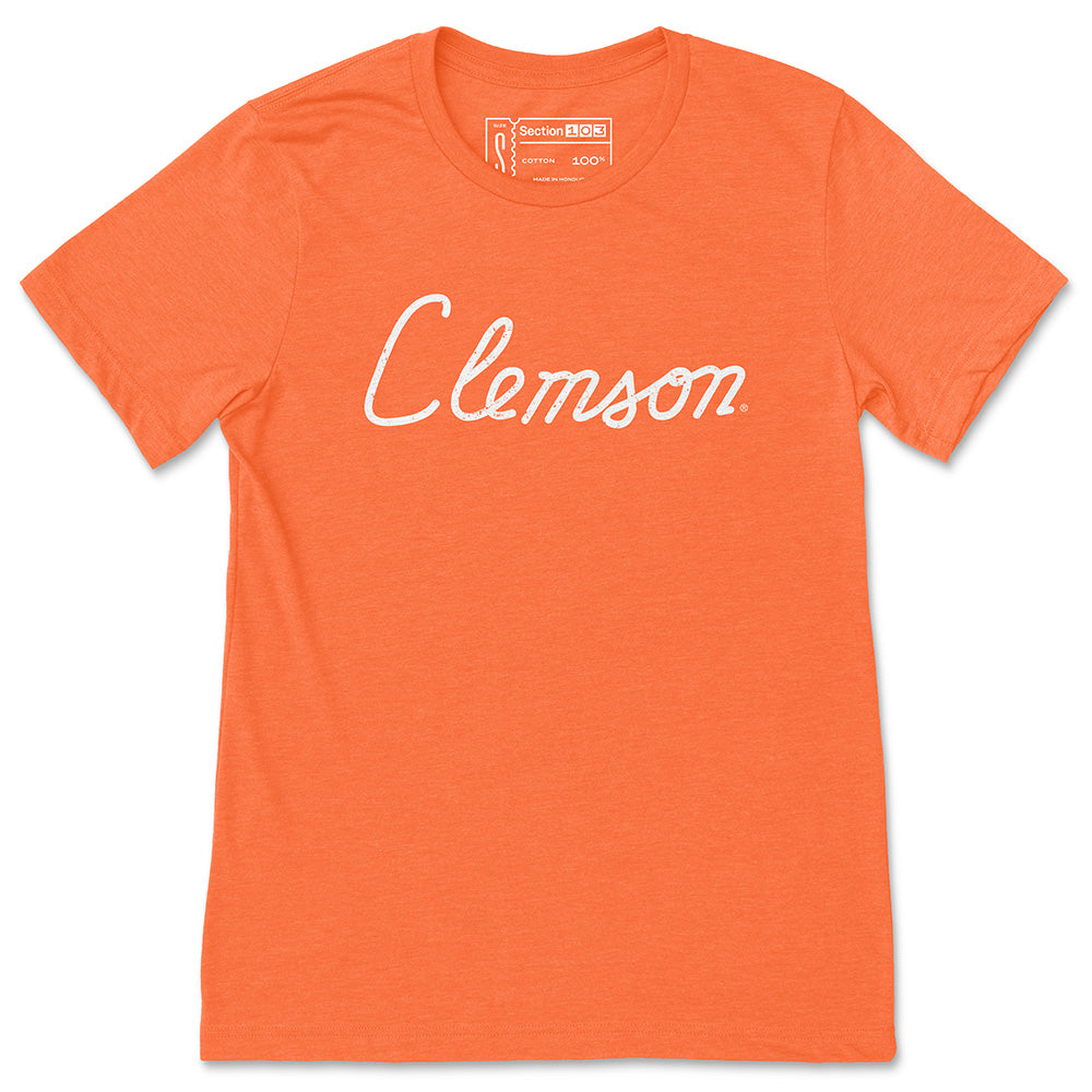 Clemson House Script T-Shirt, Orange | Section 103