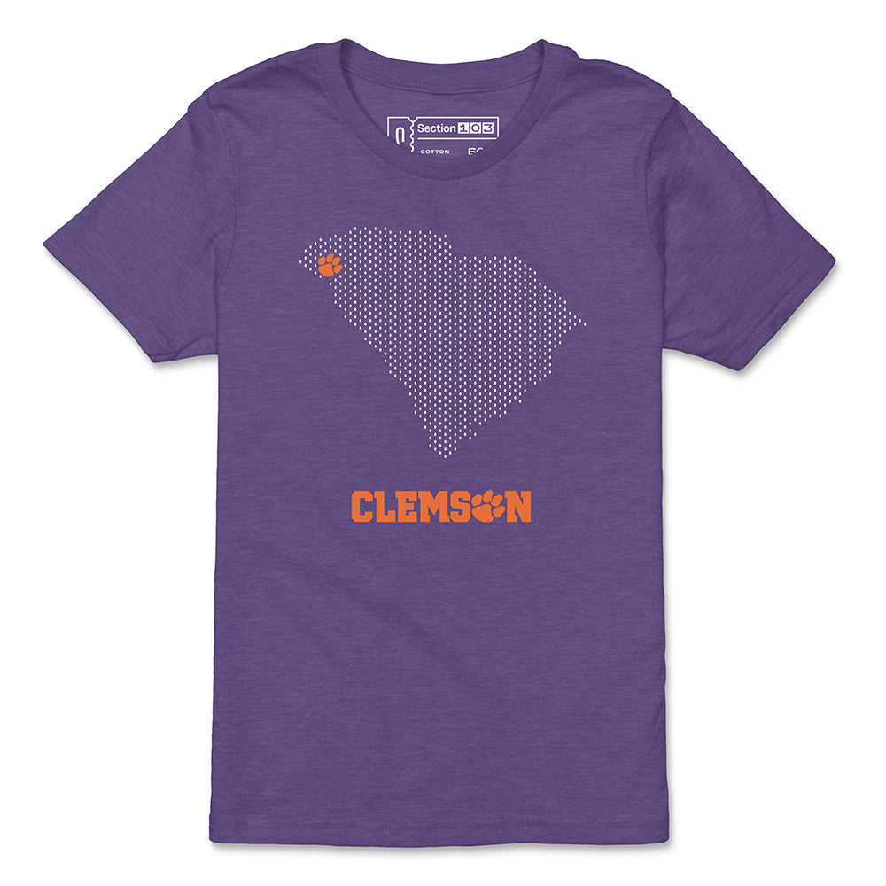 Clemson Mesh Map Youth T-Shirt | Section 103
