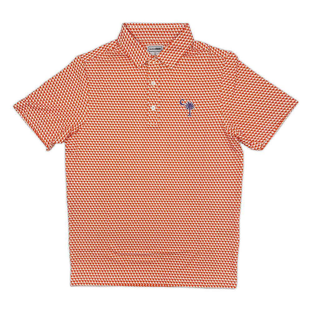 Clemson Palmetto Logo Map Pattern Performance Polo | Section 103 2
