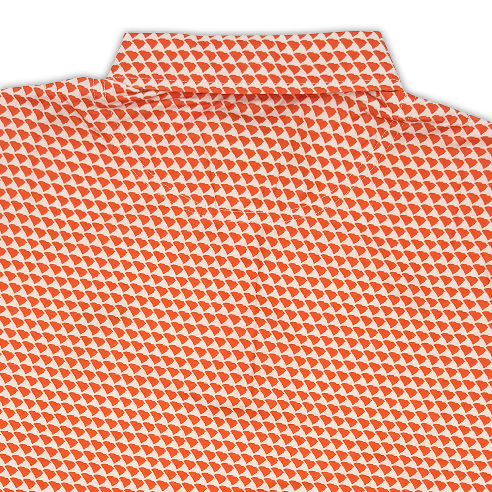 Clemson Palmetto Logo Map Pattern Women's Performance Polo | Section 103 4
