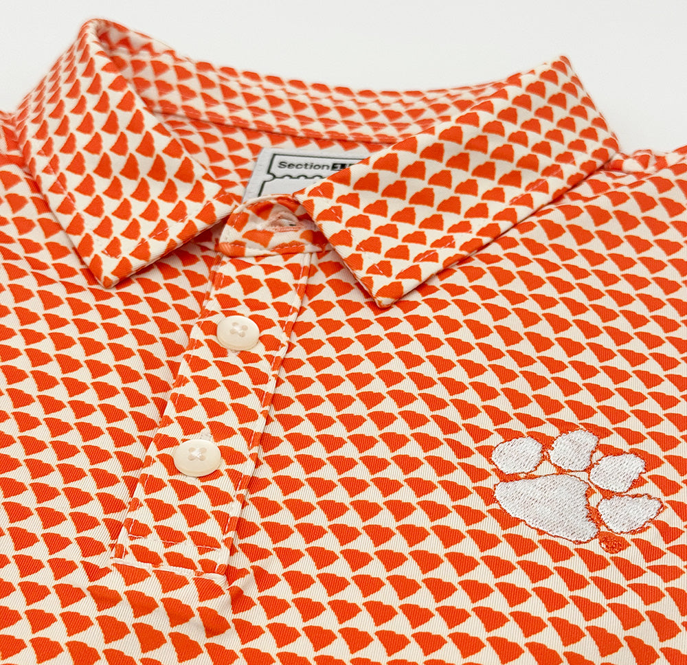 Clemson Map Pattern Youth Performance Polo | Section 103 3