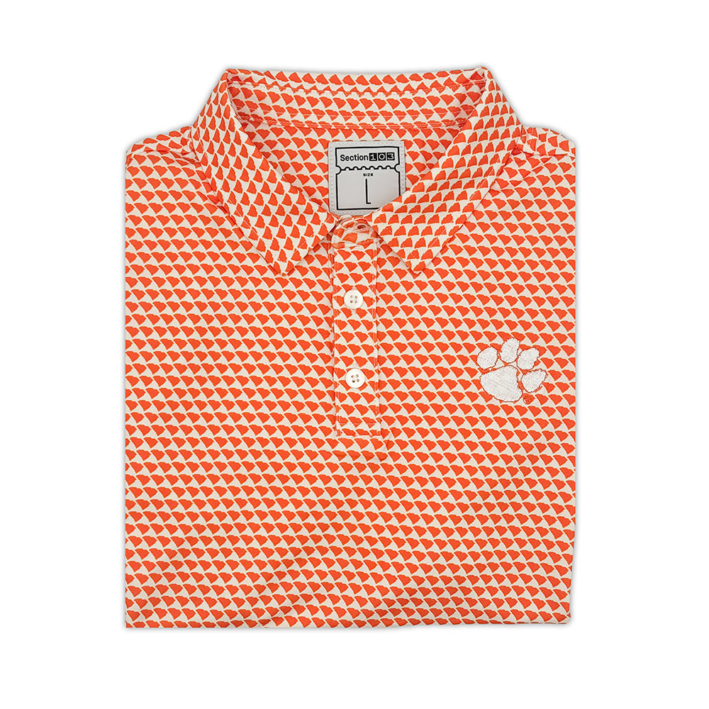 Clemson Map Pattern Youth Performance Polo | Section 103 1