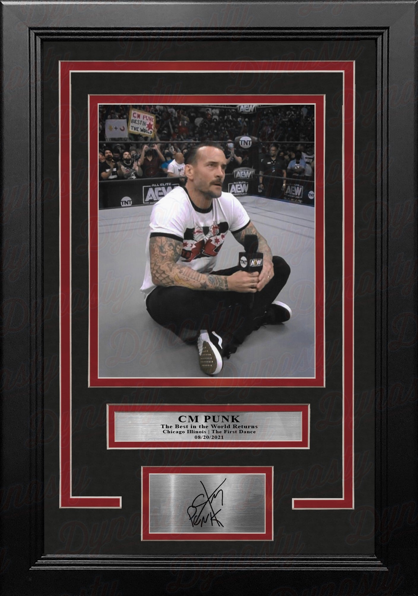 CM Punk Returns to Chicago 8" x 10" Framed AEW Wrestling Vertical Photo with Engraved Autograph 1