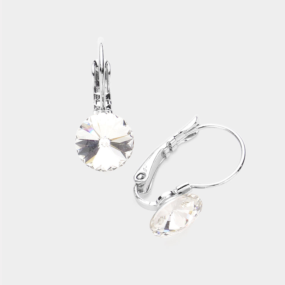 Genuine Round Crystal Lever Back Earrings 1