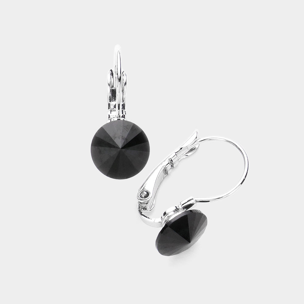 Genuine Round Crystal Lever Back Earrings 4