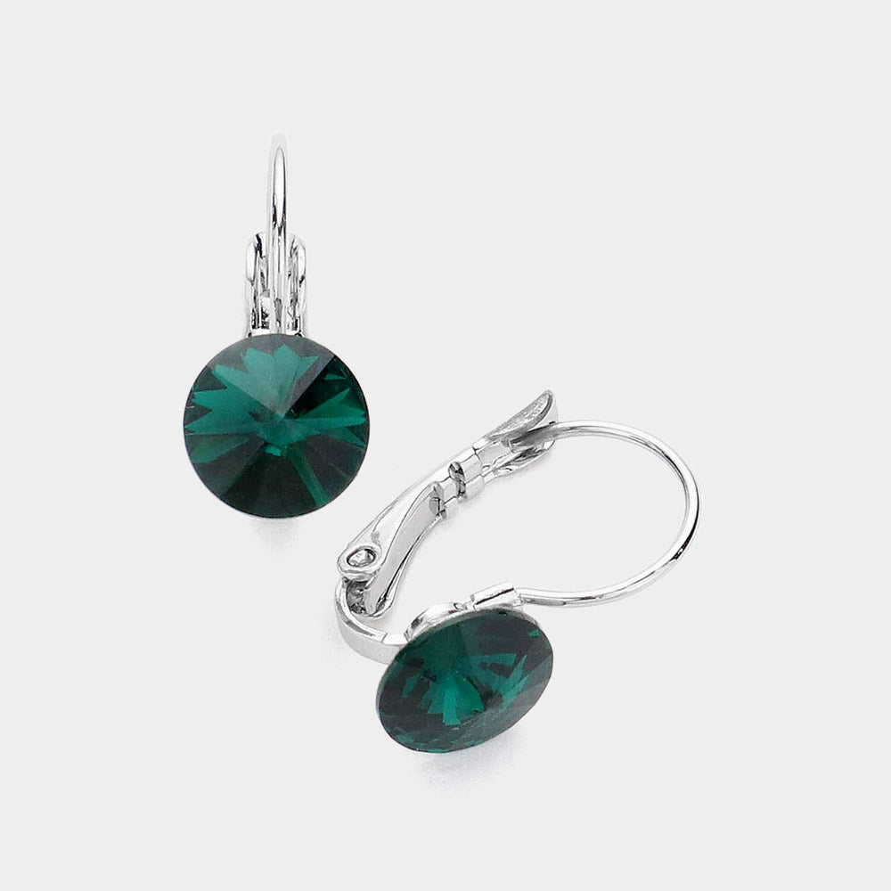 Genuine Round Crystal Lever Back Earrings 6