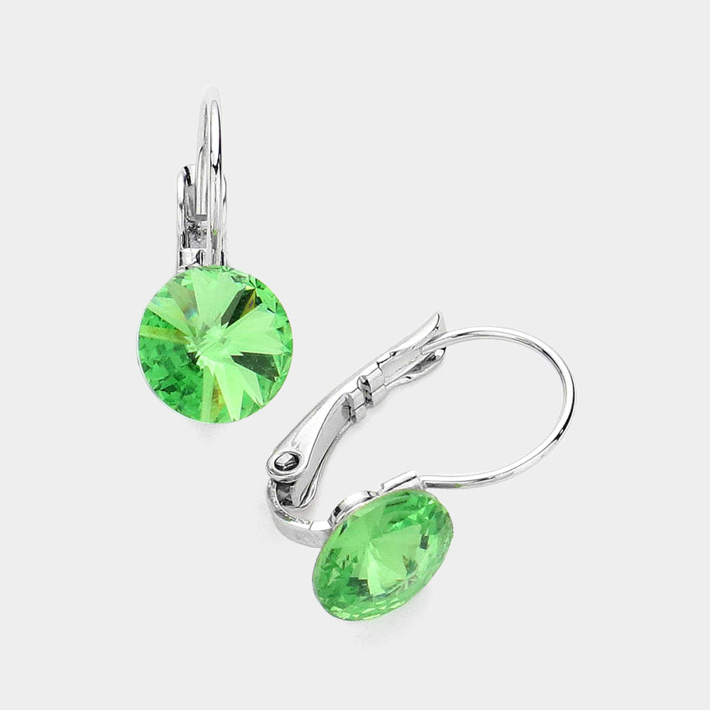 Genuine Round Crystal Lever Back Earrings 7