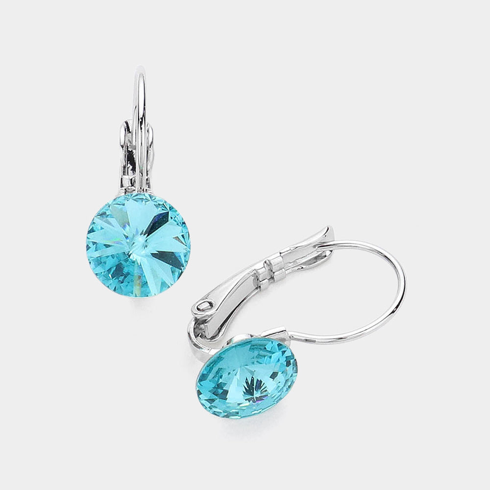 Genuine Round Crystal Lever Back Earrings 29