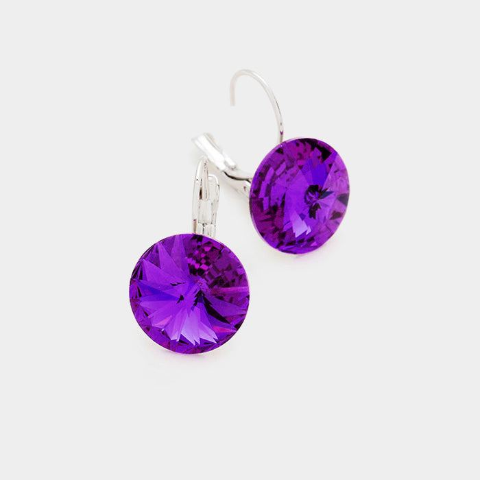 Genuine Round Crystal Lever Back Earrings 5