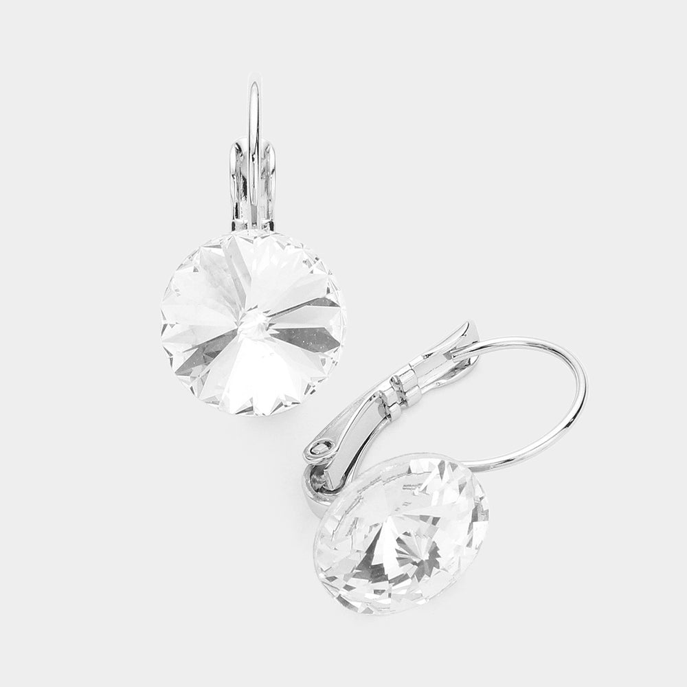 Genuine Round Crystal Lever Back Earrings 8