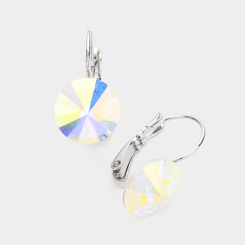 Genuine Round Crystal Lever Back Earrings 9
