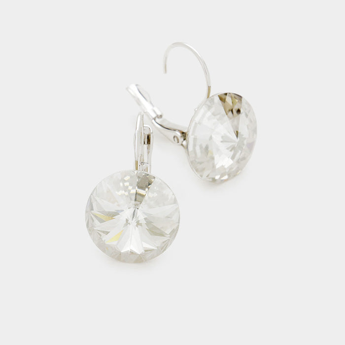 Genuine Round Crystal Lever Back Earrings 25