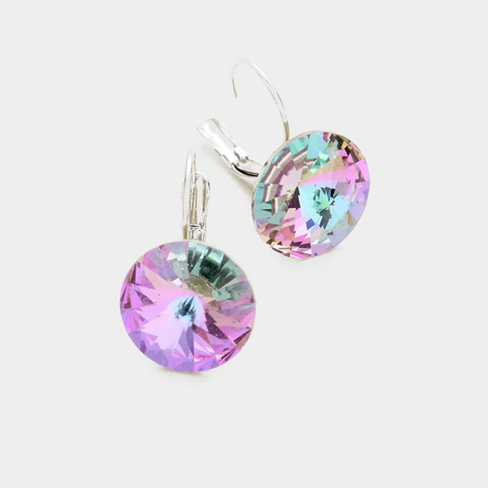 Genuine Round Crystal Lever Back Earrings 28