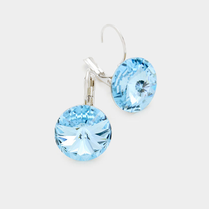Genuine Round Crystal Lever Back Earrings 24