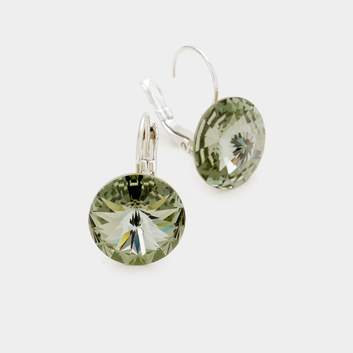 Genuine Round Crystal Lever Back Earrings 27