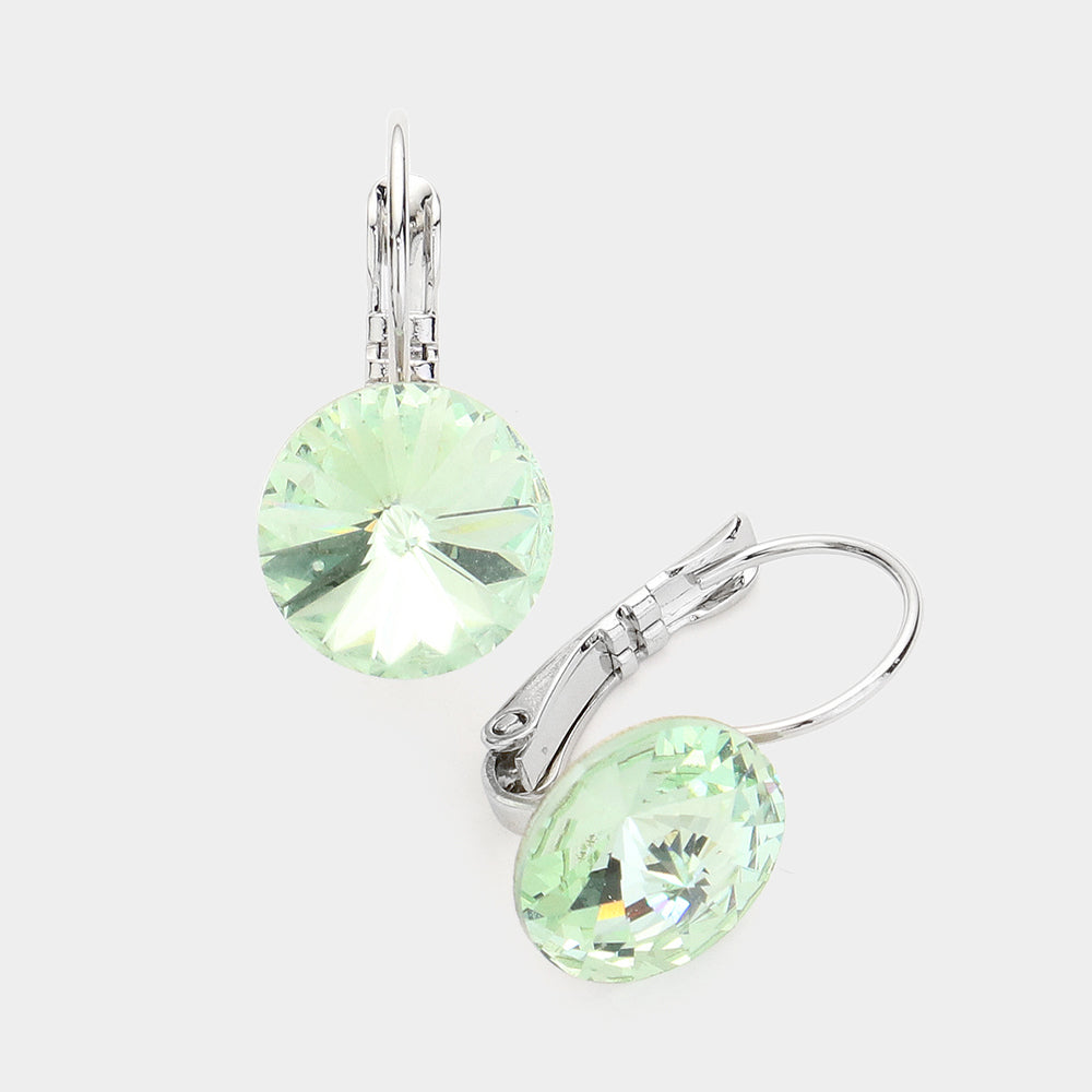 Genuine Round Crystal Lever Back Earrings 26