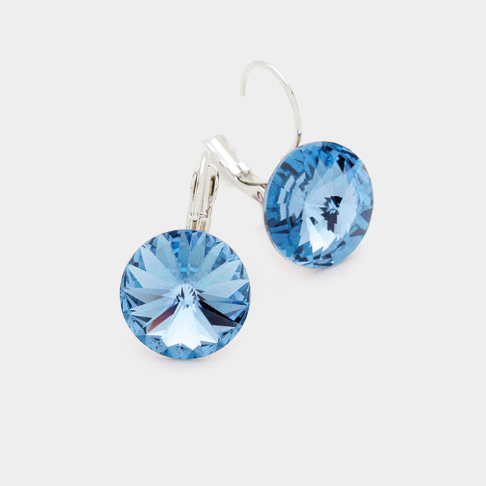 Genuine Round Crystal Lever Back Earrings 20
