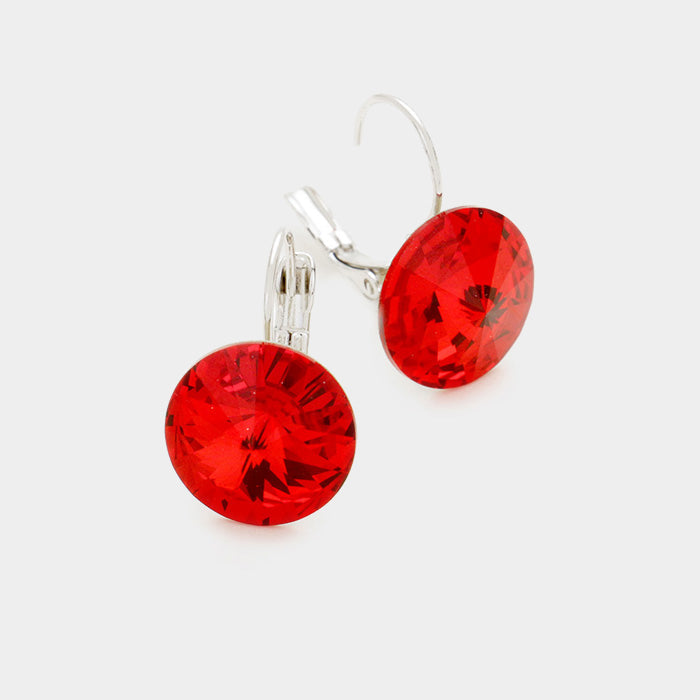 Genuine Round Crystal Lever Back Earrings 14