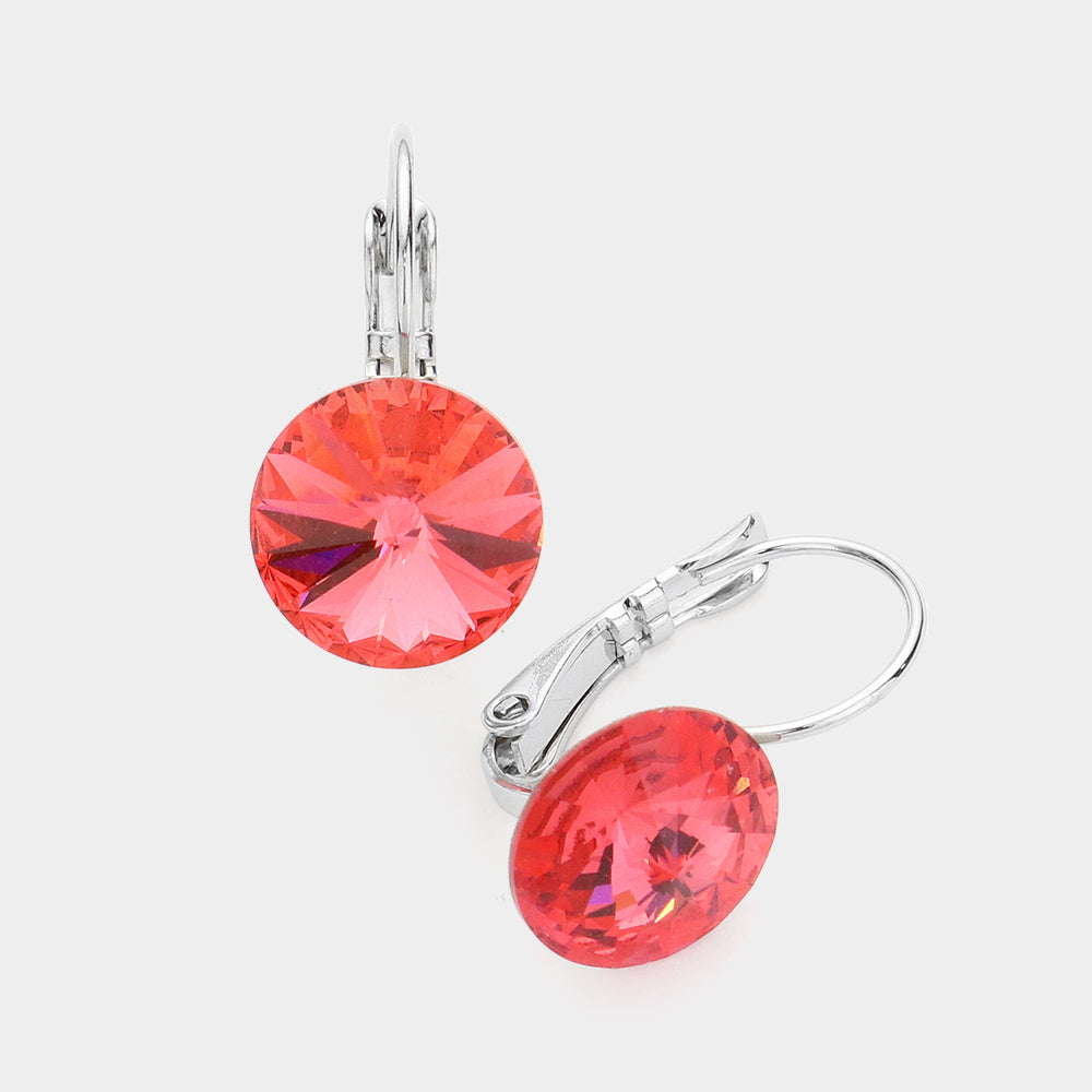 Genuine Round Crystal Lever Back Earrings 10