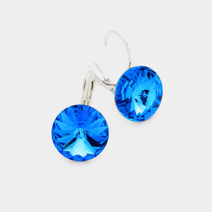 Genuine Round Crystal Lever Back Earrings 12
