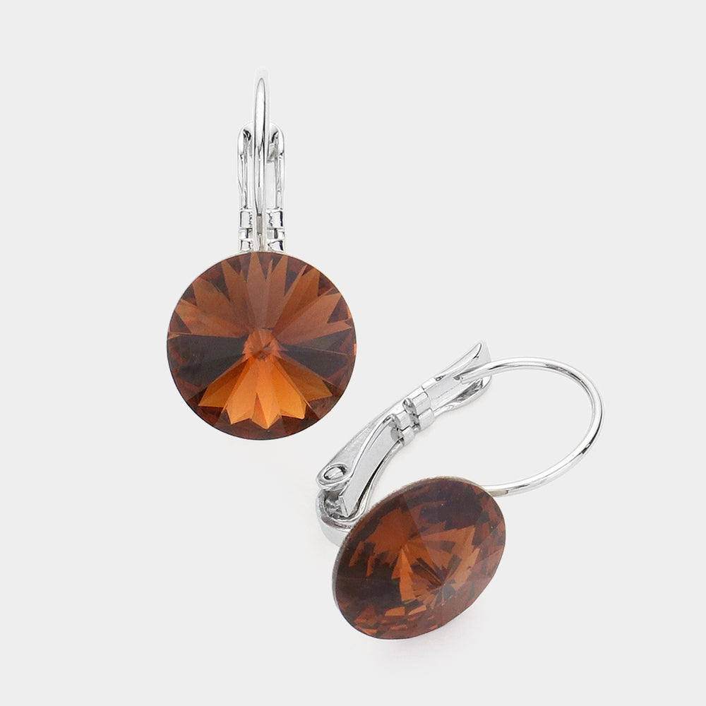 Genuine Round Crystal Lever Back Earrings 11