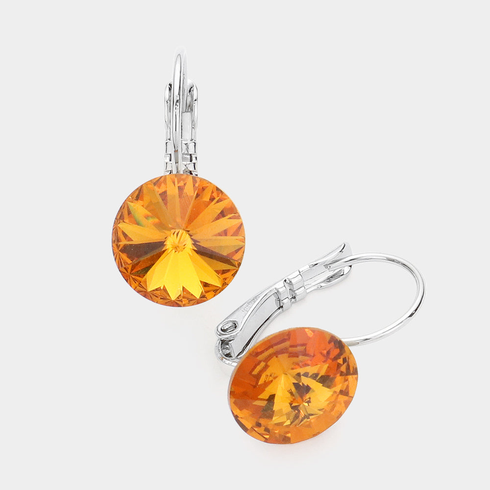 Genuine Round Crystal Lever Back Earrings 2