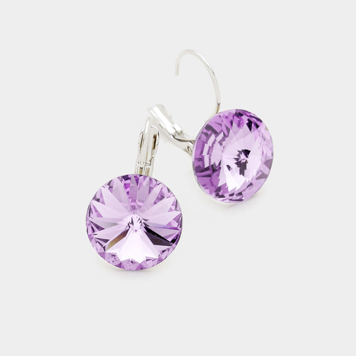 Genuine Round Crystal Lever Back Earrings 18