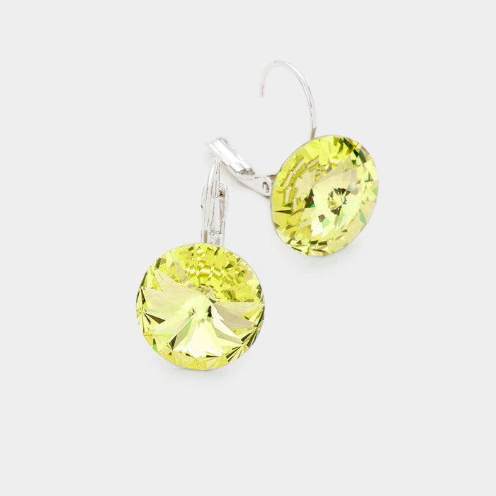 Genuine Round Crystal Lever Back Earrings 3