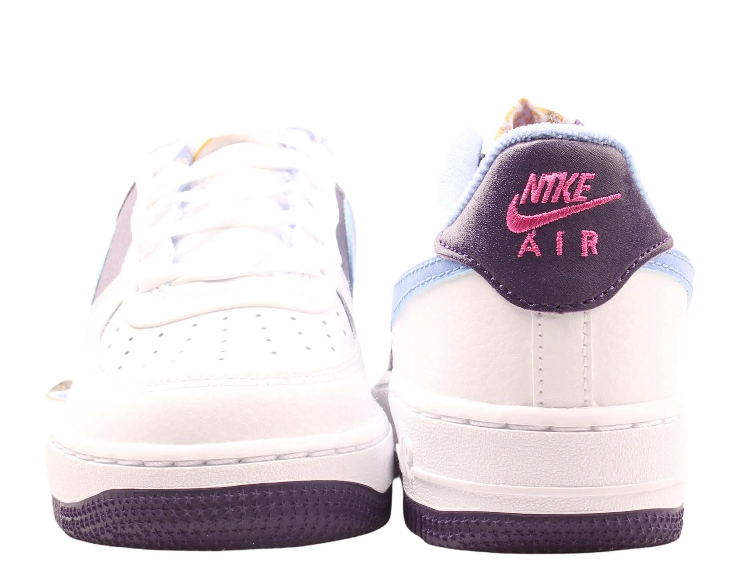 Nike Air Force 1 LV8 Big Kids Basketball Shoes White/Royal Pulse-Eggplant 6
