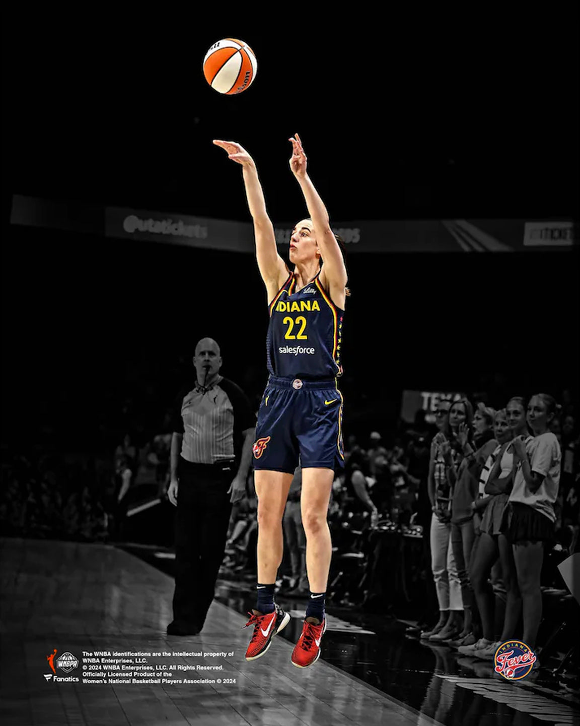 Caitlin Clark Shooting Action Indiana Fever 8" x 10" WNBA Blackout Basketball Photo 2