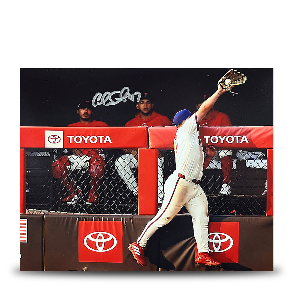 Cal Stevenson Robs the Mets Philadelphia Phillies Autographed 11" x 14" Baseball Photo 1