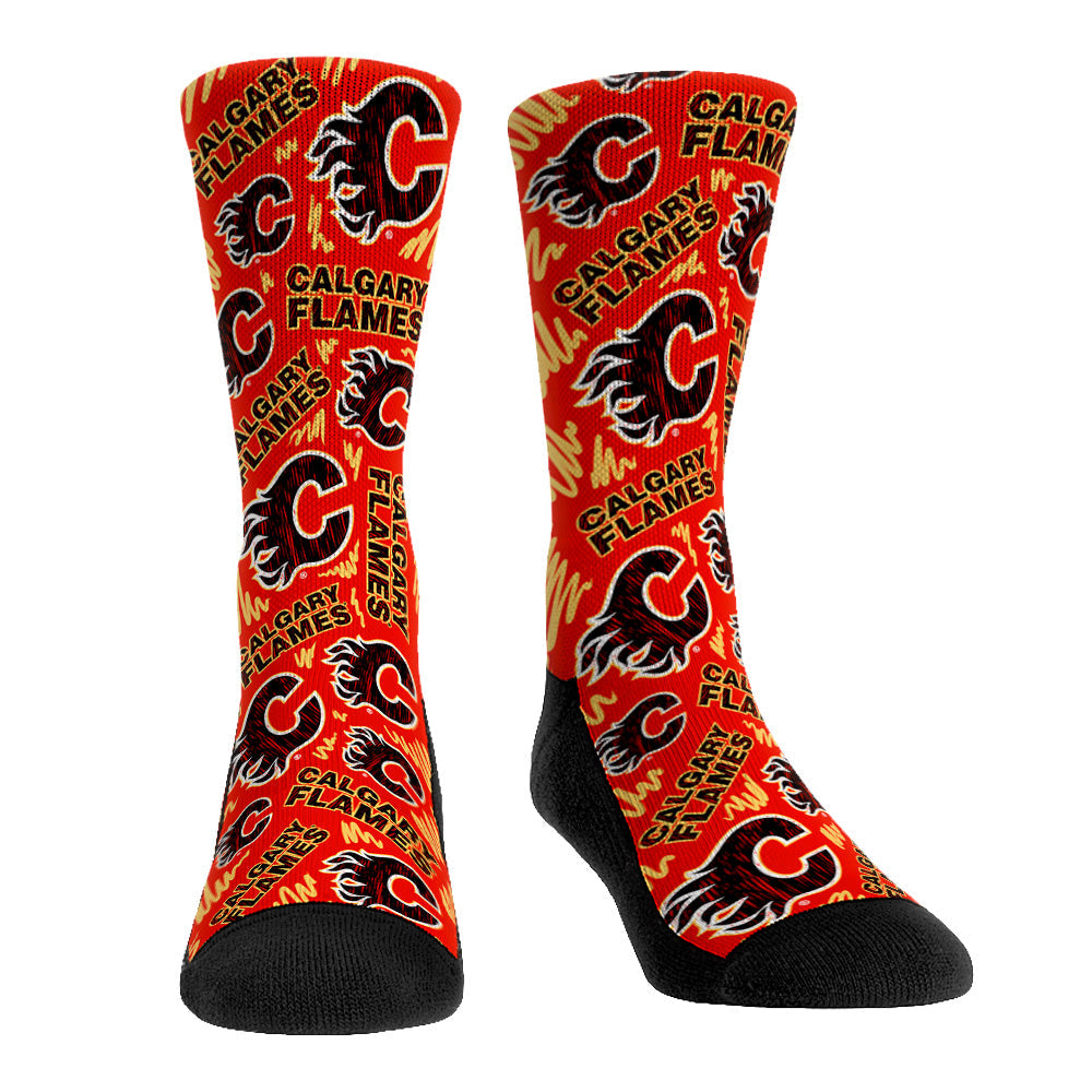 Calgary Flames - Logo Sketch | Rock 'Em Socks
