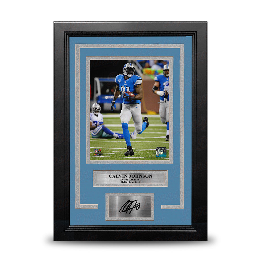 Calvin Johnson v. Cowboys Detroit Lions 8" x 10" Framed Football Photo with Engraved Autograph 1