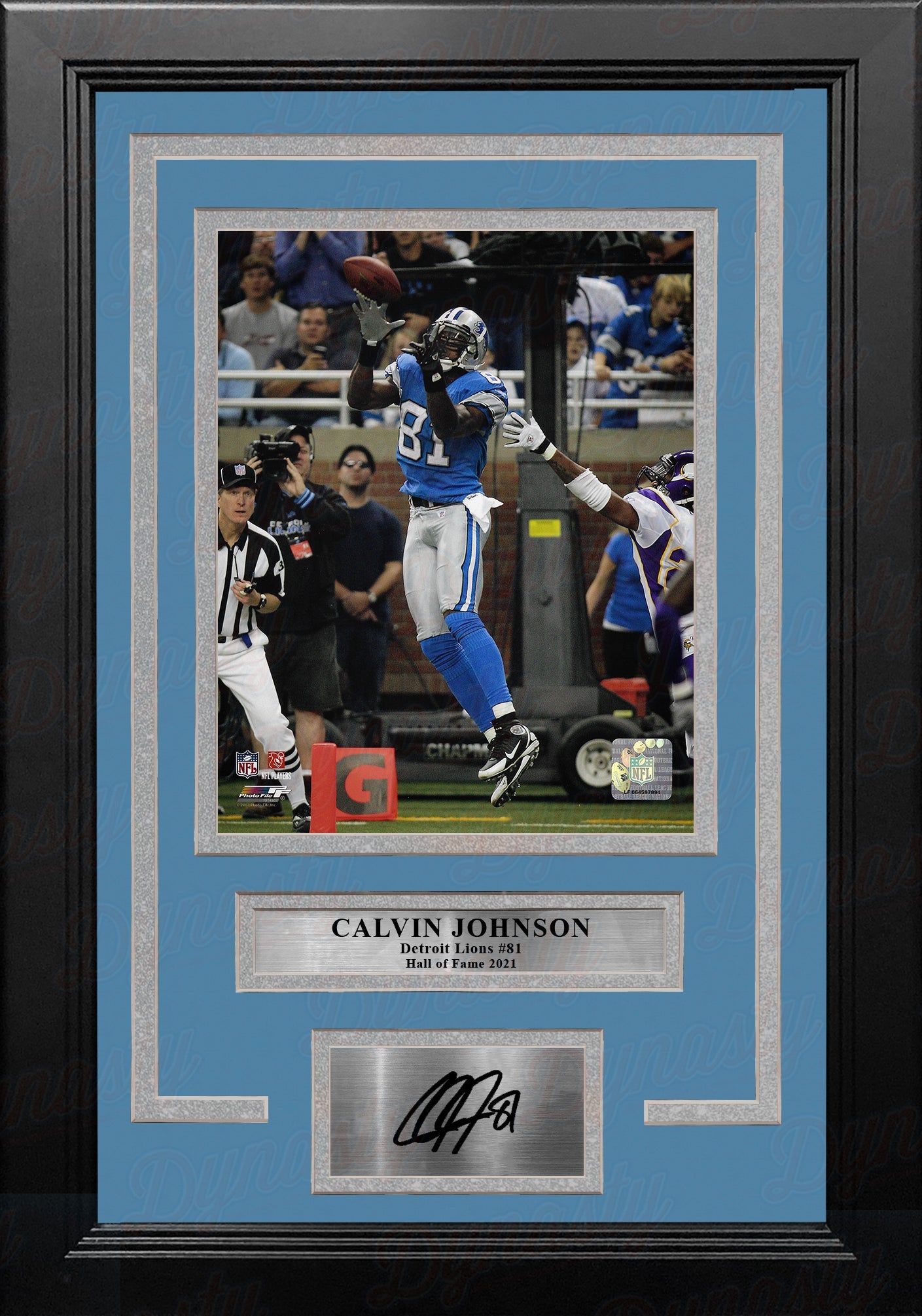 Calvin Johnson v. Vikings Detroit Lions 8" x 10" Framed Football Photo with Engraved Autograph 2