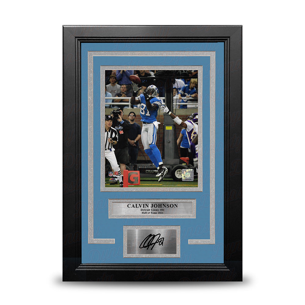 Calvin Johnson v. Vikings Detroit Lions 8" x 10" Framed Football Photo with Engraved Autograph 1