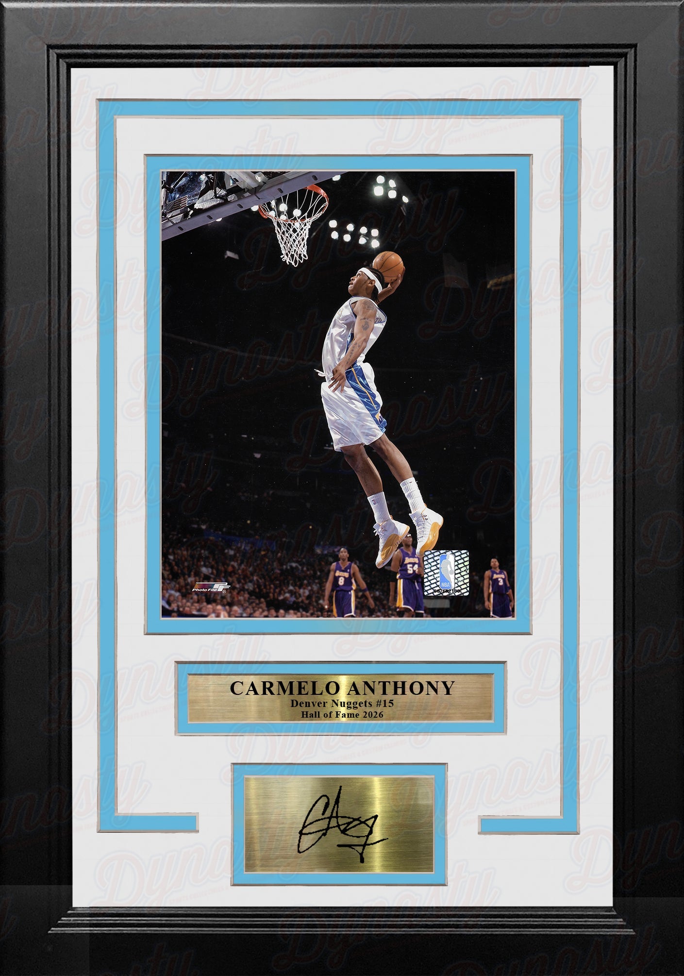 Carmelo Anthony Slam Dunk Denver Nuggets 8x10 Framed Basketball Photo with Engraved Autograph 1
