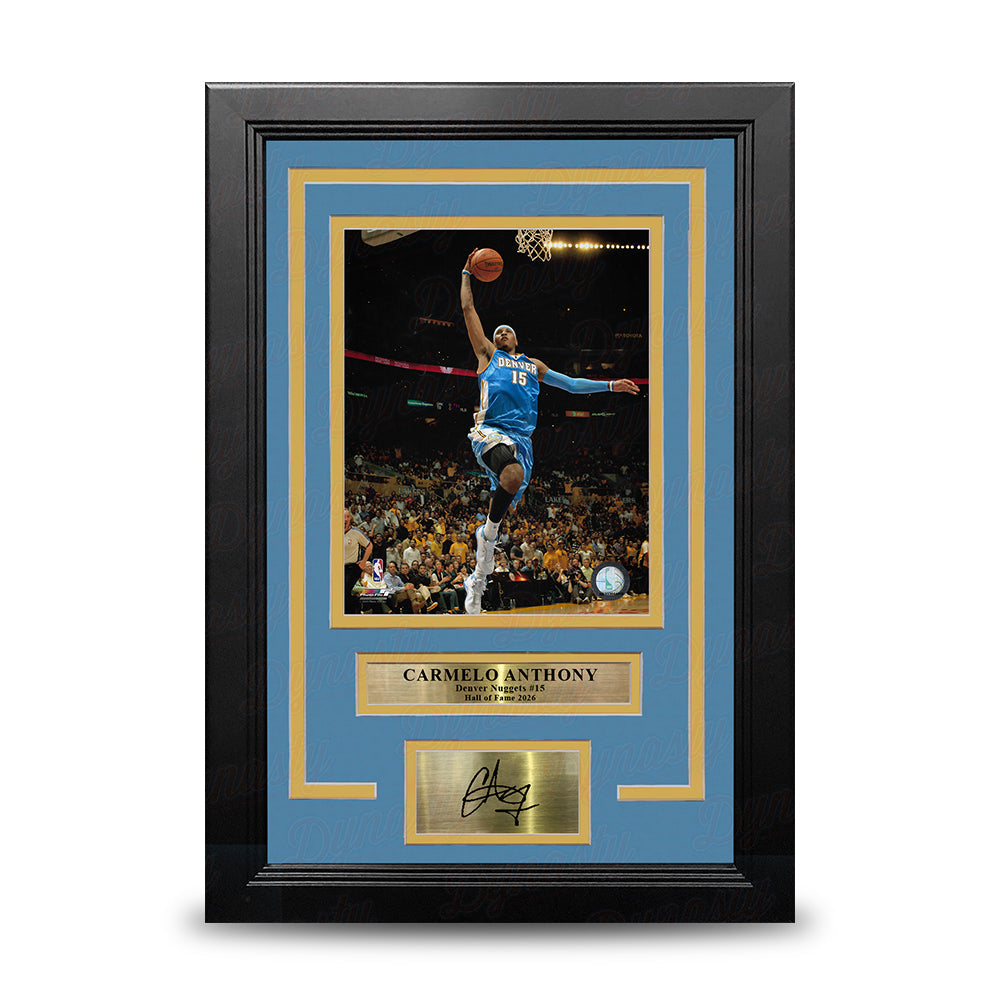 Carmelo Anthony Lay-Up Denver Nuggets 8x10 Framed Basketball Photo with Engraved Autograph 1