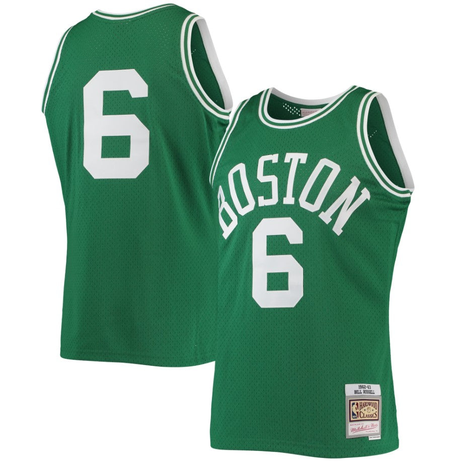 Bill Russell Boston Celtics Mitchell & Ness Green 1962-63 Hardwood Classics Swingman Player Jersey 1