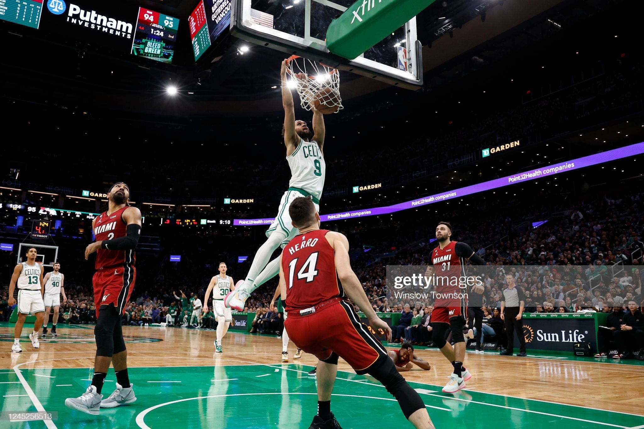 Derrick White Slam Dunk Boston Celtics Basketball Photo 1