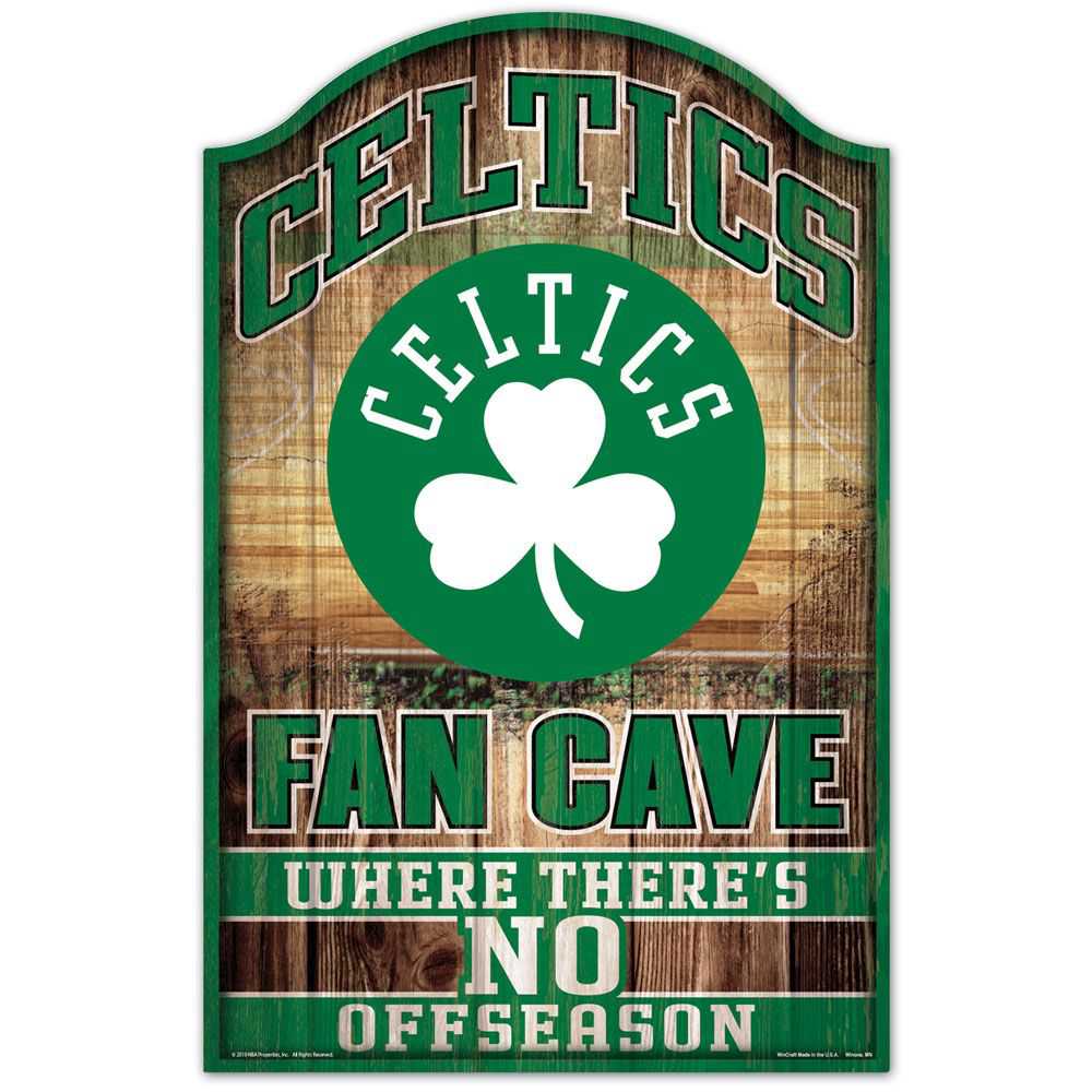 Boston Celtics Fan Cave 11" x 17" Wood Sign 1