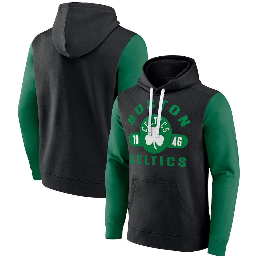 Boston Celtics Black & Green Attack Colorblock Pullover Hoodie 1