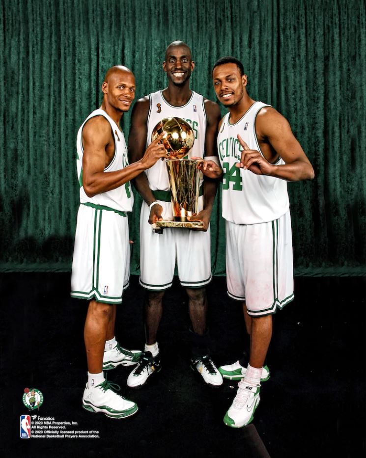 Ray Allen, Kevin Garnett, & Paul Pierce 2008 NBA Champions Boston Celtics 8" x 10" Basketball Photo 2