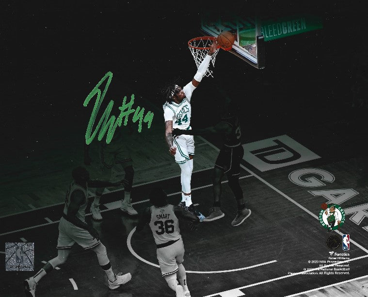 Robert Williams III Blocks Steph Curry Boston Celtics Autographed Basketball Photo 2