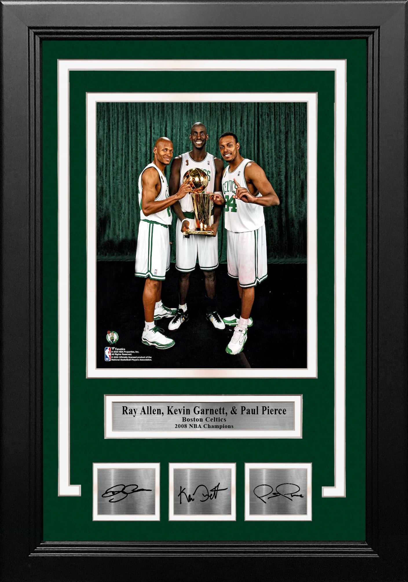 Ray Allen, Kevin Garnett, & Paul Pierce Boston Celtics 8x10 Framed Photo with Engraved Autographs 2