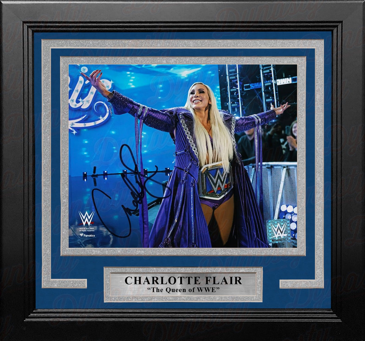 Charlotte Flair Championship Entrance Autographed 8" x 10" Framed WWE Wrestling Photo 1