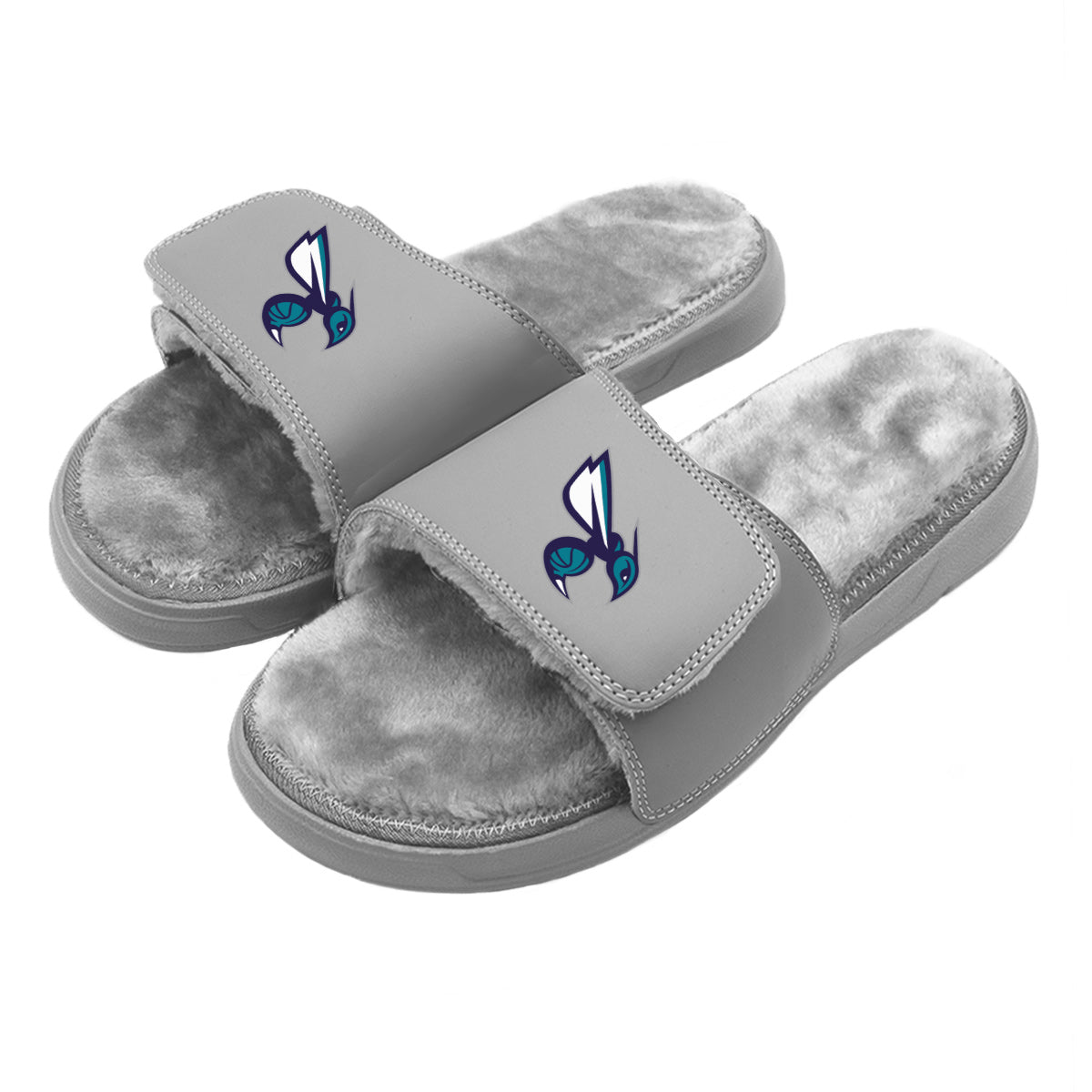 Charlotte Hornets Secondary Grey Fur Slides 1