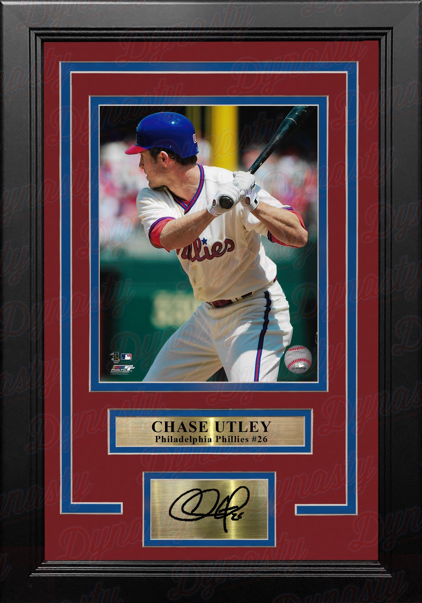 Chase Utley Batting Stance Philadelphia Phillies 8x10 Framed Photo with Engraved Autograph 1