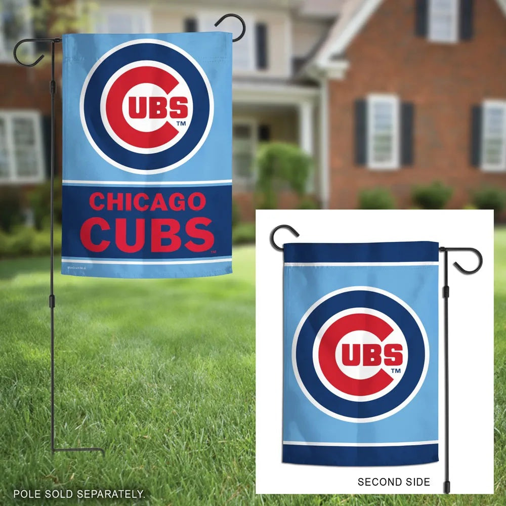 Chicago Cubs Garden Flag 2 Sided Light Blue Logo
